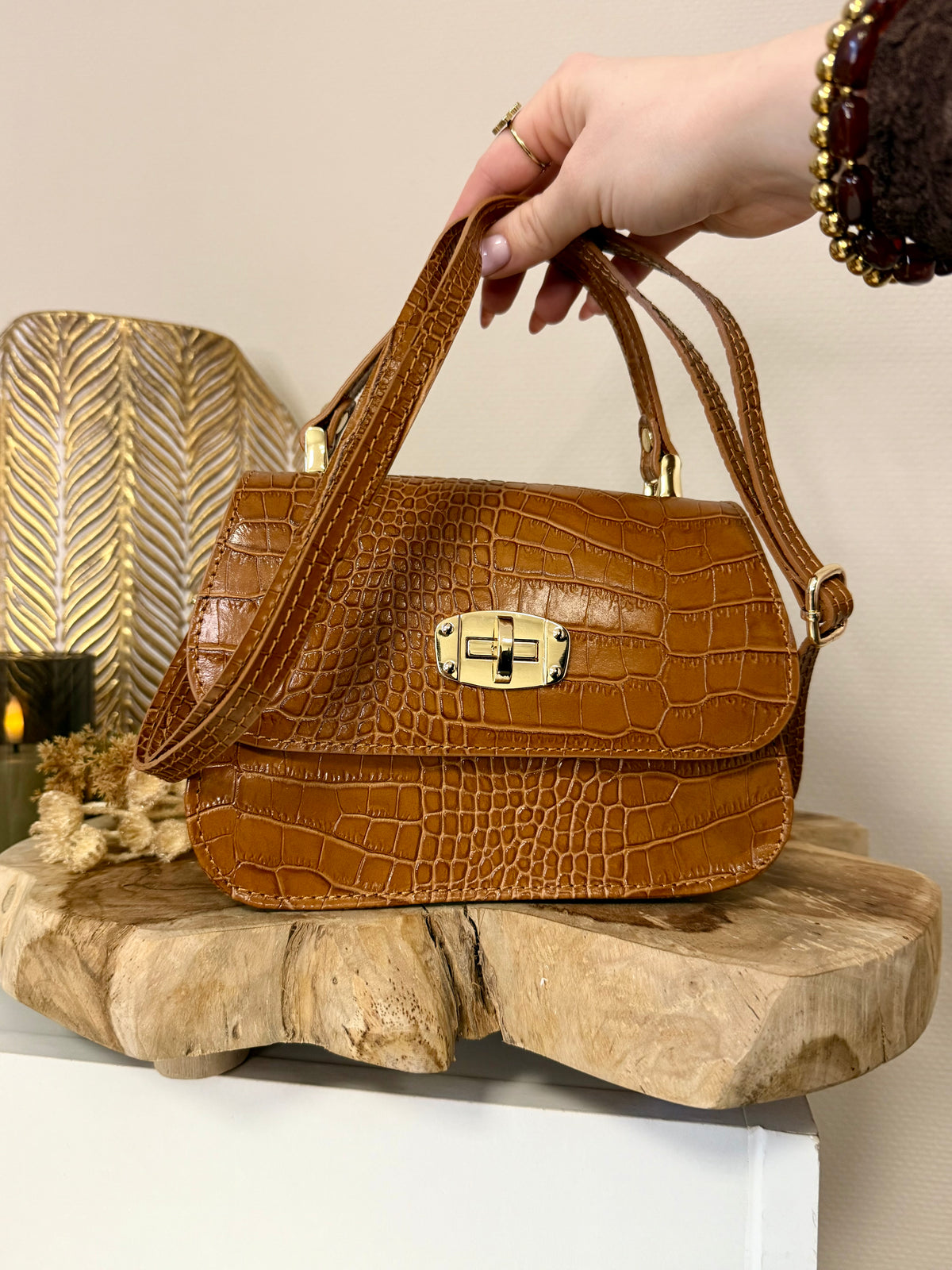 Celestial tote - genuine leather