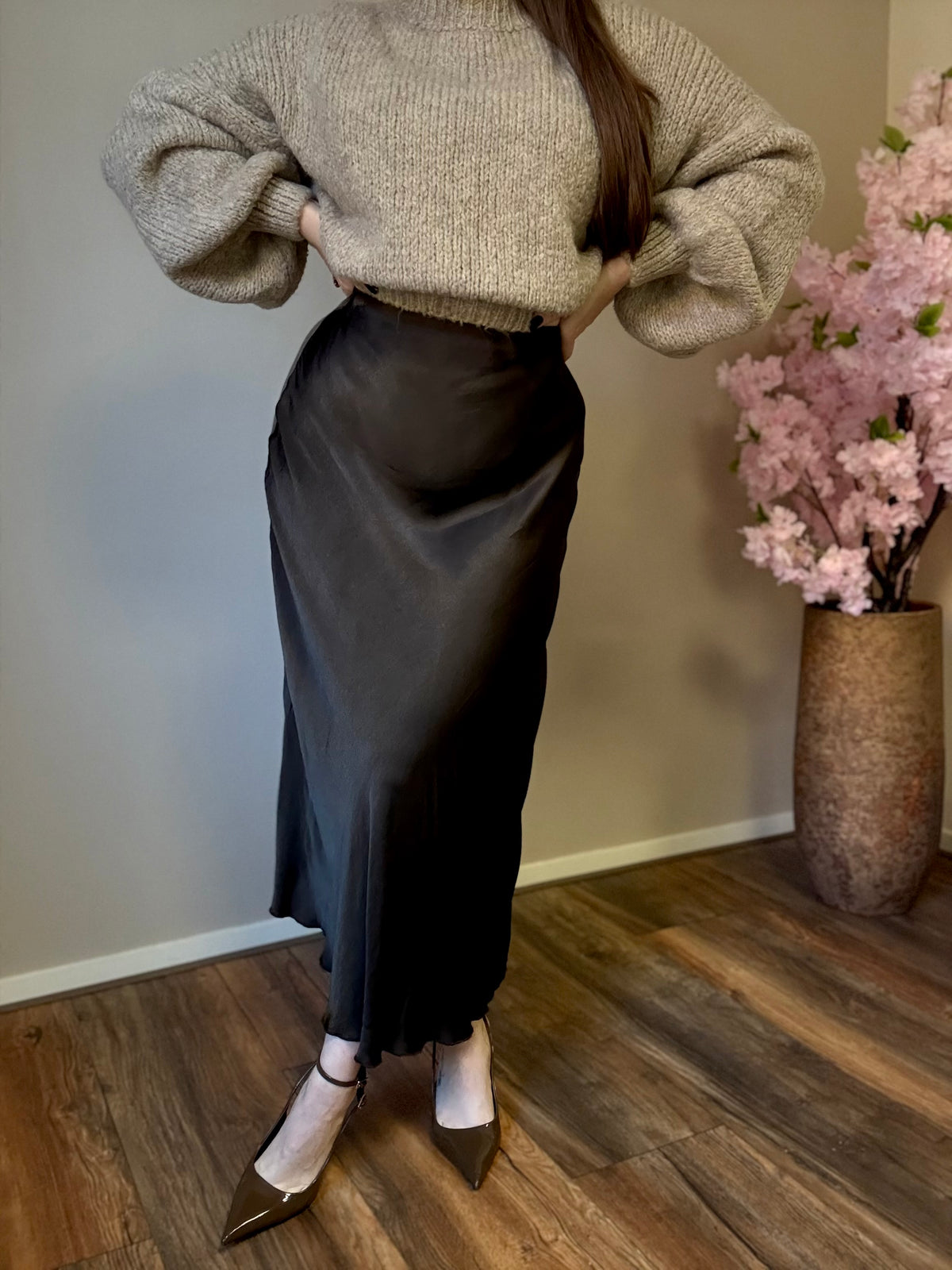 Mocha muse satin skirt