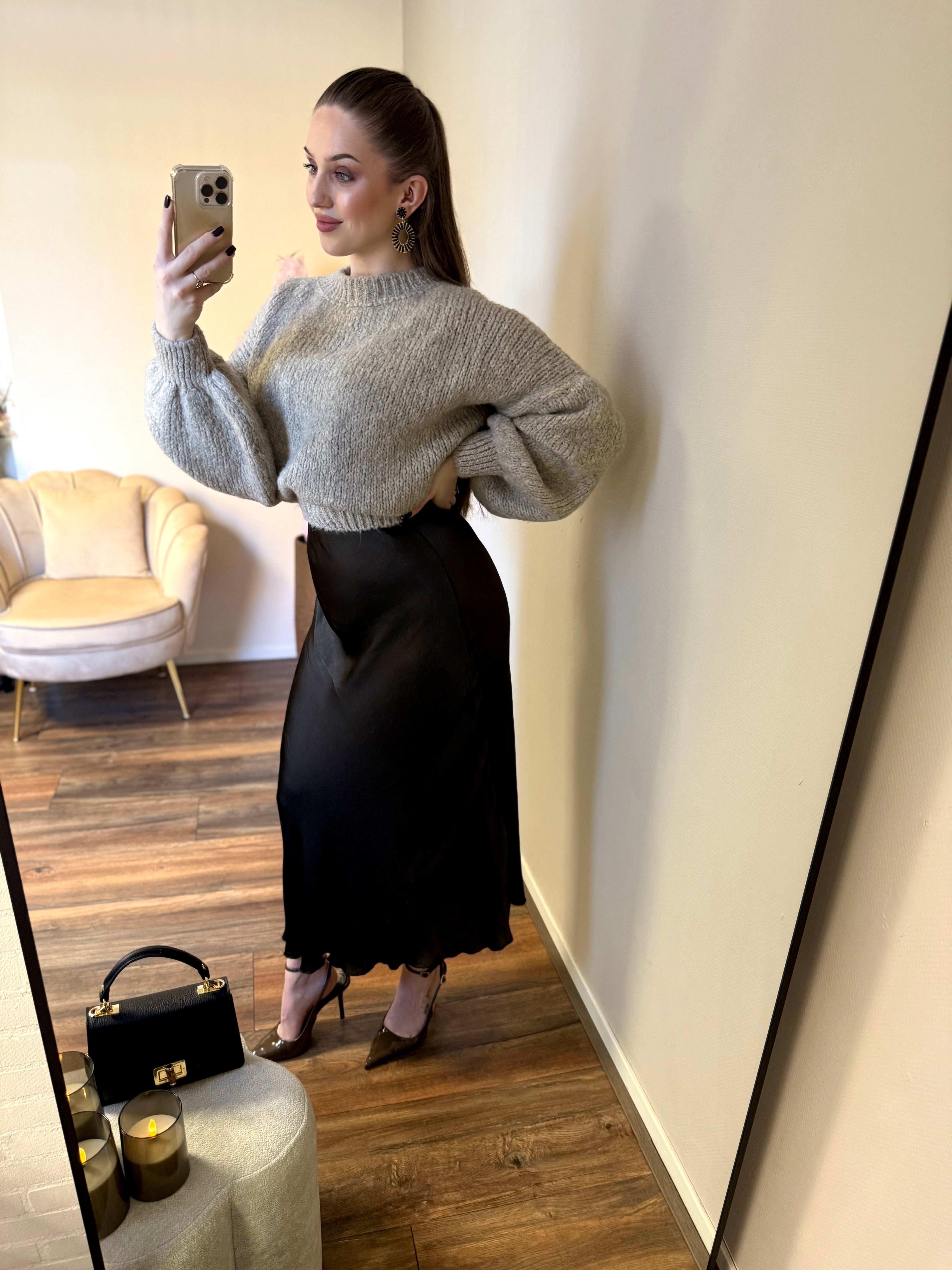 Mocha muse satin skirt