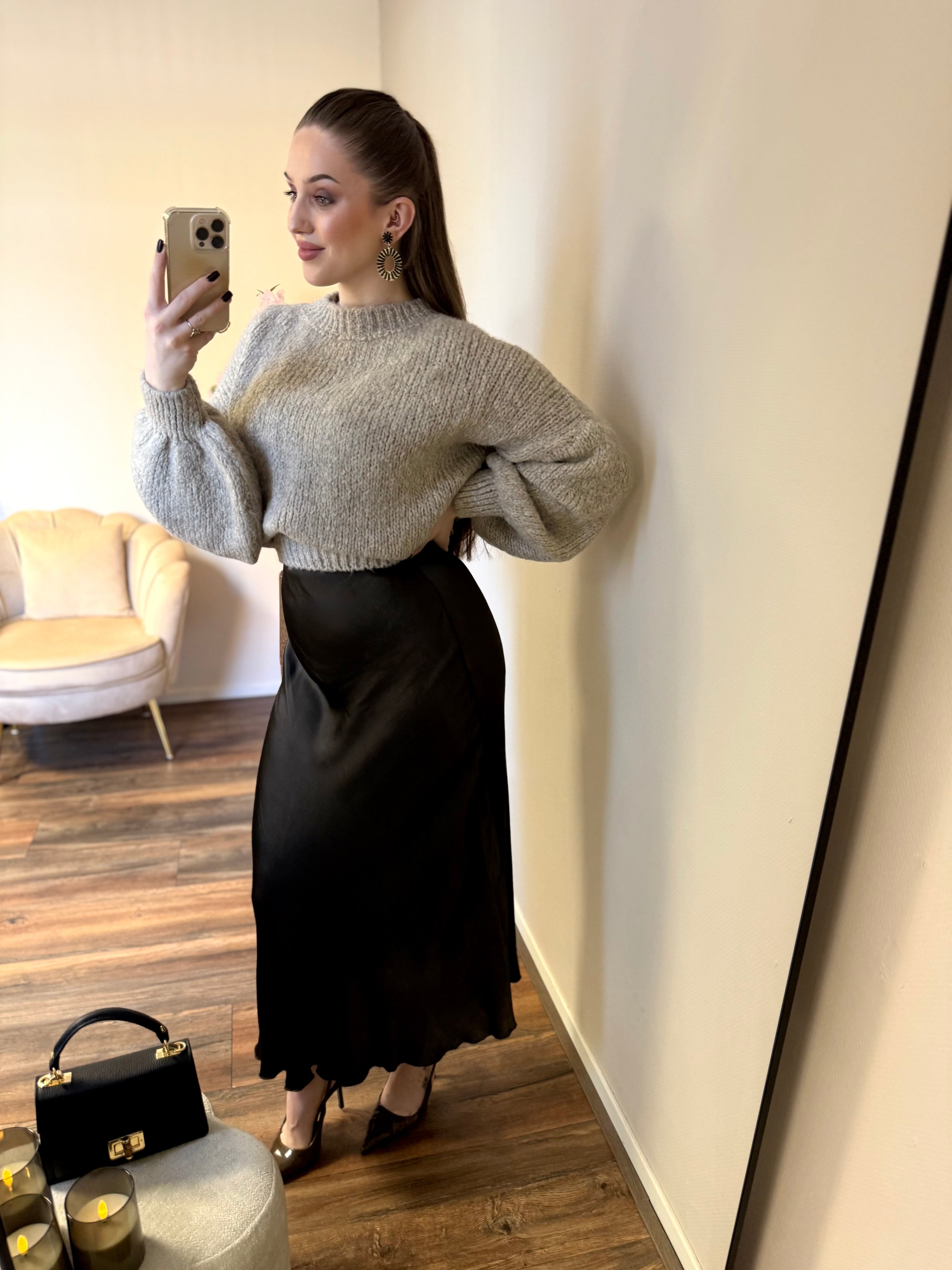 Mocha muse satin skirt