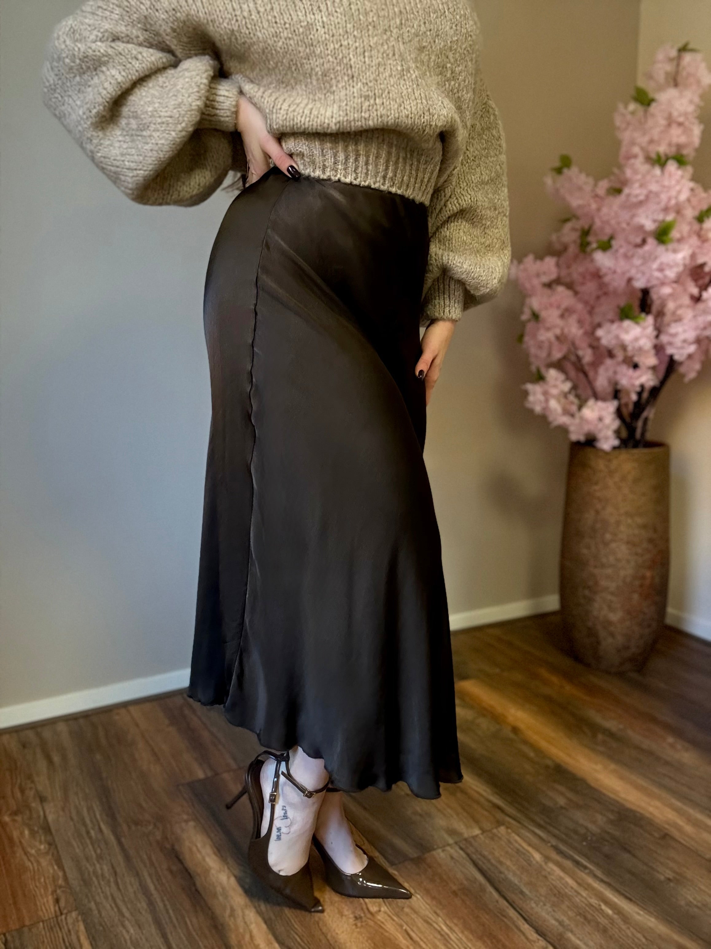 Mocha muse satin skirt